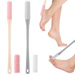 2 Pack Toe Cleaning Brush, 15.7" Shower Foot Scrubber, Long Handle Silicone Bristles Lotion Applicator, Two Sizes Heads, for Elderly, Men and Women