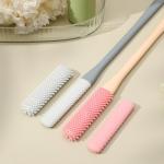 2 Pack Toe Cleaning Brush, 15.7" Shower Foot Scrubber, Long Handle Silicone Bristles Lotion Applicator, Two Sizes Heads, for Elderly, Men and Women