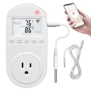 New Generation! Briidea Smart WiFi Temperature Control Outlet Compatible with Alexa Google Assistant, Perfect for Households Greenhouses Reptile Enclosures Incubators, 110V/16A