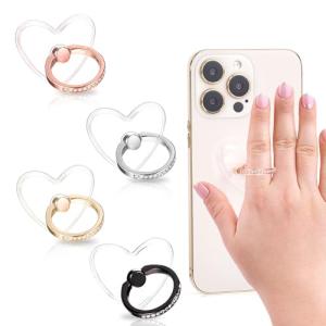 Nogeqi 4 Pack Transparent Phone Ring Grip Adjustable Phone Case Ring Phone Grip Heart Diamond Setting Ring Phone Holder 360 Degree Rotation and 180 Degree Folding Compatible with All Smartphones