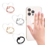 Nogeqi 4 Pack Transparent Phone Ring Grip Adjustable Phone Case Ring Phone Grip Heart Diamond Setting Ring Phone Holder 360 Degree Rotation and 180 Degree Folding Compatible with All Smartphones