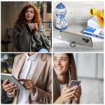 Nogeqi 4 Pack Transparent Phone Ring Grip Adjustable Phone Case Ring Phone Grip Heart Diamond Setting Ring Phone Holder 360 Degree Rotation and 180 Degree Folding Compatible with All Smartphones