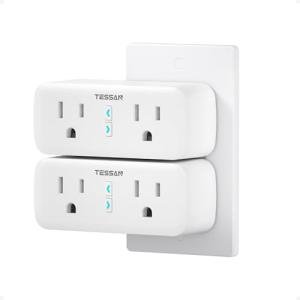 TESSAN 2 Pack Smart Plug, WiFi Smart Outlet with Dual Sockets, Compatible with Alexa and Google Home, Remote Control Outlet with Timer Function, Voice Control, Surge Protection, 2.4GHz WiFi Only