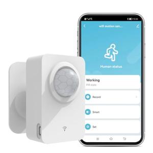 WiFi Smart Motion Sensor: Indoor PIR Motion Detector, Free App Alert, Tuya App Remote Monitor, USB & Battery Dual Power Supply, Infrared Wireless Alarm System for Home Security & Home Automation