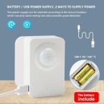 WiFi Smart Motion Sensor: Indoor PIR Motion Detector, Free App Alert, Tuya App Remote Monitor, USB & Battery Dual Power Supply, Infrared Wireless Alarm System for Home Security & Home Automation