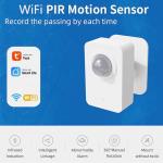WiFi Smart Motion Sensor: Indoor PIR Motion Detector, Free App Alert, Tuya App Remote Monitor, USB & Battery Dual Power Supply, Infrared Wireless Alarm System for Home Security & Home Automation