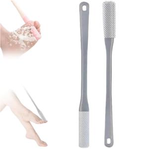 Toe Cleaning Brush, Silicone Toe Gap Cleaner 15.7inch Long Handled Foot Brush for Seniors, Soft Rubber Brush Exfoliating Foot Scrubber for Shower - Seniors, Men and Women (Grey)