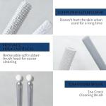 Toe Cleaning Brush, Silicone Toe Gap Cleaner 15.7inch Long Handled Foot Brush for Seniors, Soft Rubber Brush Exfoliating Foot Scrubber for Shower - Seniors, Men and Women (Grey)