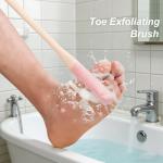 Toe Cleaning Brush, Silicone Toe Gap Cleaner 15.7inch Long Handled Foot Brush for Seniors, Soft Rubber Brush Exfoliating Foot Scrubber for Shower - Seniors, Men and Women (Grey)