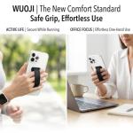 WUOJI - Finger Strap Phone Holder - Ultra Thin Anti-Slip Universal Cell Phone Grips Band Holder for Back of Phone -2Pack(Black)