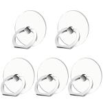 Kinizuxi Cell Phone Ring Holder Stand 5 Pack Silver, Transparent Phone Ring Holder Grip Finger Kickstand, 360° Rotation Phone Ring for Phone Cases