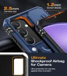 WRJ for Samsung Galaxy S25/Galaxy S24 Case with Slide Camera Cover and Screen Protector, Military Grade Protection [Rotated Ring Kickstand] Heavy Duty Shockproof Protective Cover-Navy Blue
