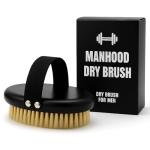 Serrento Dry Brush for Men - Exfoliating Body Tool for Dry Brushing & Lymphatic Drainage, Natural, Firm Bristle Brush for Men's Skin, with Anti-Slip Cotton Strap & Black Wooden Base, 2 in x 5 in