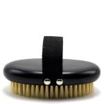 Serrento Dry Brush for Men - Exfoliating Body Tool for Dry Brushing & Lymphatic Drainage, Natural, Firm Bristle Brush for Men's Skin, with Anti-Slip Cotton Strap & Black Wooden Base, 2 in x 5 in