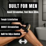 Serrento Dry Brush for Men - Exfoliating Body Tool for Dry Brushing & Lymphatic Drainage, Natural, Firm Bristle Brush for Men's Skin, with Anti-Slip Cotton Strap & Black Wooden Base, 2 in x 5 in