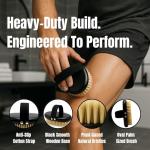 Serrento Dry Brush for Men - Exfoliating Body Tool for Dry Brushing & Lymphatic Drainage, Natural, Firm Bristle Brush for Men's Skin, with Anti-Slip Cotton Strap & Black Wooden Base, 2 in x 5 in