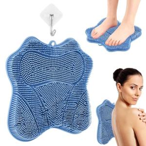 Show Foot Scrubber Mat & Silicone Back Scrubber with Suction Cups, 3 Brush Designs for Deep Cleaning Shower, Foot Brush for Shower, Deep Exfoliation