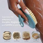 Body Scrubber 2 Pack, BEAUTAIL Gentle Exfoliating Shower Bath Brush, Soft Bristle Brushes for Sensitive Skin Women Men, Non-Slip Hand-Clip, Durable and Long Lasting (Blue+Gray)