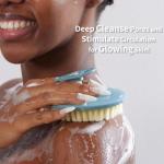 Body Scrubber 2 Pack, BEAUTAIL Gentle Exfoliating Shower Bath Brush, Soft Bristle Brushes for Sensitive Skin Women Men, Non-Slip Hand-Clip, Durable and Long Lasting (Blue+Gray)