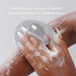 Body Scrubber 2 Pack, BEAUTAIL Gentle Exfoliating Shower Bath Brush, Soft Bristle Brushes for Sensitive Skin Women Men, Non-Slip Hand-Clip, Durable and Long Lasting (Blue+Gray)