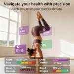 MorePro Health Fitness Tracker with Blood oxy-gen Monitor and 24/7 Heart Rate and Blood Pressure, Sleep Monitor, 120+ Sport Modes Waterproof Fitness Watch for Women Men Android iOS, Black