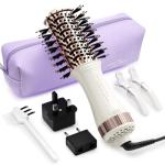 4-in-1 Travel Dual Voltage Hair Dryer Brush Blow Dryer Brush,Portable 2 inch Mini Hot Air Brush,Travel Hair Styler/Volumizer/Straightener/Curler,110-240V European Blow Dry Brush with EU&UK Plug