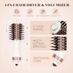 Travel Blow Dryer Brush in one, Dual Voltage 110V-240V Mini Hot Air Brush, Hair Trends Nano Titanium 2 Inch One Step Hair Dryer and Styler Volumizer Oval Shape