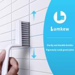 Lumkew Grout Cleaner Brush V Shape, Stiff Grout Cleaning Brushes for Tile Floor, Handheld Grout Scrub Brush Set for Shower, Bathroom, Kitchen, Household Use,2 pcs