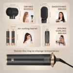 5 in 1 Blow Dryer Brush, Upgrade Hair Dryer Brush Air Curler Air Curling Wrap Styler, Detachable Hot Air Brush Negative Ion Curling Brush Iron, Hair Styling Tools for Drying Curling Straightening