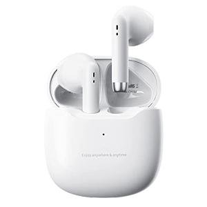 True Wireless Earbuds White Bluetooth 5.3 with Microphone for Working Out Noise Canceling Blue Tooth Ear Buds Deep Bass TWS Wireless Earphones with Charging Case in Ear Headphone for iPhone Android