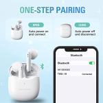 True Wireless Earbuds White Bluetooth 5.3 with Microphone for Working Out Noise Canceling Blue Tooth Ear Buds Deep Bass TWS Wireless Earphones with Charging Case in Ear Headphone for iPhone Android