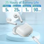 True Wireless Earbuds White Bluetooth 5.3 with Microphone for Working Out Noise Canceling Blue Tooth Ear Buds Deep Bass TWS Wireless Earphones with Charging Case in Ear Headphone for iPhone Android