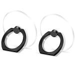TACOMEGE Transparent Clear Phone Ring Grips Holder Kickstand, Finger Ring Stand for Cell Phone Tablet Case Accessories Round (BK R)