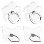 LOGJAM 4 Pcs Cell Phone Finger Ring for Back of Phone, Clear Holder Grip Stand 360 Rotation Universal Phone Case Accessories