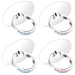 4 Pcs Phone Finger Ring Transparent Bling Cell Phone Case Ring Holder with Rhinestones Phone Ring Holder Grip Kickstand 360° Rotation Compatible with Phones Tablets Case Cell Phone Grips Accessories