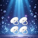4 Pcs Phone Finger Ring Transparent Bling Cell Phone Case Ring Holder with Rhinestones Phone Ring Holder Grip Kickstand 360° Rotation Compatible with Phones Tablets Case Cell Phone Grips Accessories