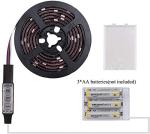 abtong Battery Powered Led Strip Lights RGB with Mini Controller Waterproof Led Rope Lights Battery Operated Led Lights Multi Color Changing Lights 2M 6.56ft