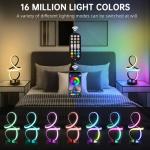 Modern RGB Table Lamps, 7 Colors 10 Light Spiral Bedside Lamp with Remote&APP, Cool Table Lamp, Dimmable LED Nightstand Lamp with Scene/Music Modes for Bedroom, Living Room, Christmas Gifts Black