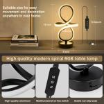 Modern RGB Table Lamps, 7 Colors 10 Light Spiral Bedside Lamp with Remote&APP, Cool Table Lamp, Dimmable LED Nightstand Lamp with Scene/Music Modes for Bedroom, Living Room, Christmas Gifts Black