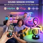 Modern RGB Table Lamps, 7 Colors 10 Light Spiral Bedside Lamp with Remote&APP, Cool Table Lamp, Dimmable LED Nightstand Lamp with Scene/Music Modes for Bedroom, Living Room, Christmas Gifts Black