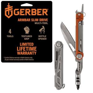 Gerber Gear Armbar Slim Drive Pocket Knife EDC Multitool with Screwdriver, Bottle Opener, Burnt Orange