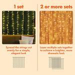 Twinkle Star 300 LED Curtain String Lights, 8 Modes Plug in Fairy Lights for Bedroom,Wedding,Party,Birthday, Hanging Twinkle Light for Indoor Outdoor Wall Window Backdrop Decoration, Warm White