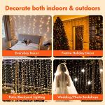 Twinkle Star 300 LED Curtain String Lights, 8 Modes Plug in Fairy Lights for Bedroom,Wedding,Party,Birthday, Hanging Twinkle Light for Indoor Outdoor Wall Window Backdrop Decoration, Warm White
