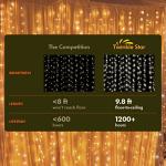 Twinkle Star 300 LED Curtain String Lights, 8 Modes Plug in Fairy Lights for Bedroom,Wedding,Party,Birthday, Hanging Twinkle Light for Indoor Outdoor Wall Window Backdrop Decoration, Warm White