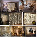 Magictec 300 LED Curtain String Light, 8 Lighting Modes Fairy Twinkle String Lights Wedding Party Home Garden Bedroom Outdoor Indoor Wall Decorations, Warm White