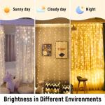 ZSJWL 300 LED Curtain Fairy Lights with Remote, 8 Modes 9.8 × 9.8 Ft Curtain String Light USB Plug in, Twinkle Silver Wire Lights for Bedroom Window Chrismas Wedding Party, Warm White