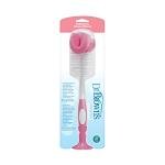 Dr. Brown's Reusable Sponge Baby Bottle Cleaning Brush with Suction Cup Stand, Scrubber and Nipple Cleaner, Pink 1-Pack