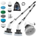 MGLSDeet Electric Spin Scrubber Scrub Brush, Rechargeable Cleaning Brush with 8 in 1 Replaceable Brush Heads, Cordless Power Spin Scrubber 90Mins for Bathroom Shower Bathtub Glass Car