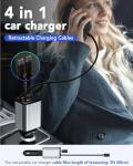 Retractable Car Charger Adapter for iPhone 17,4 in 1 Fast Charging Car Phone Charger,69W USB C Car Truck Accessories,Road Trip Essentials Gift for Men Women for iPhone 17 Pro Max/16/15/14/13/12,Galaxy