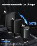 Retractable Car Charger Adapter for iPhone 17,4 in 1 Fast Charging Car Phone Charger,69W USB C Car Truck Accessories,Road Trip Essentials Gift for Men Women for iPhone 17 Pro Max/16/15/14/13/12,Galaxy
